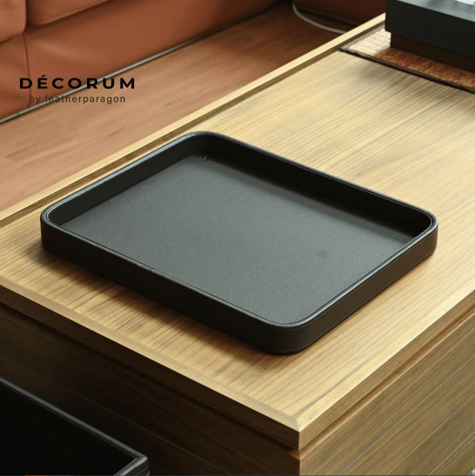 ถาดหนัง ใส่ของ เครื่องประดับ Decorum 43x35x4 cm สีดำ_1